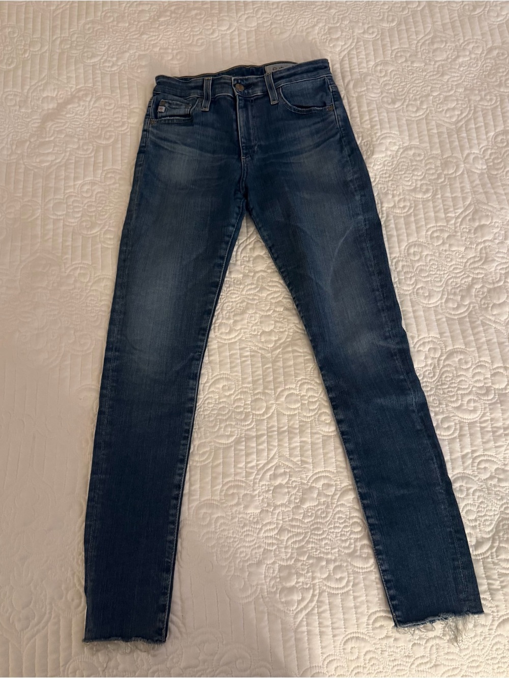 AG Adriano Goldschmied The Farrah Skinny Ankle High Rise Jeans Raw Hem